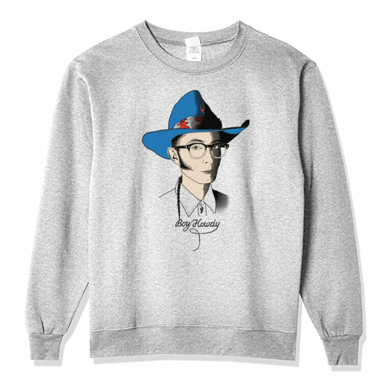 Mugshot Design on Ash Grey Crewneck Hanes Sweater